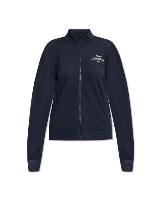 EA7 Hoodies & Sweatvesten ,Blauw ,Polyester Sweatshirt Met Geborduurd Logo in het Blue