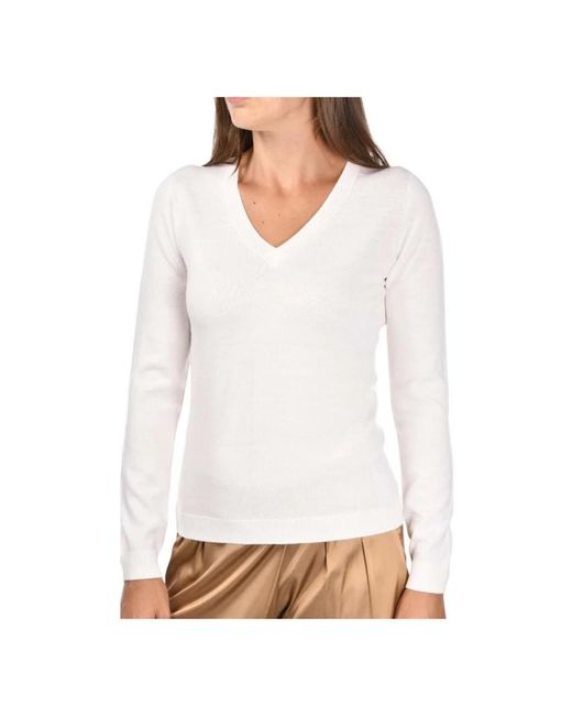 Gran Sasso Scollo V Sweater in het White voor heren