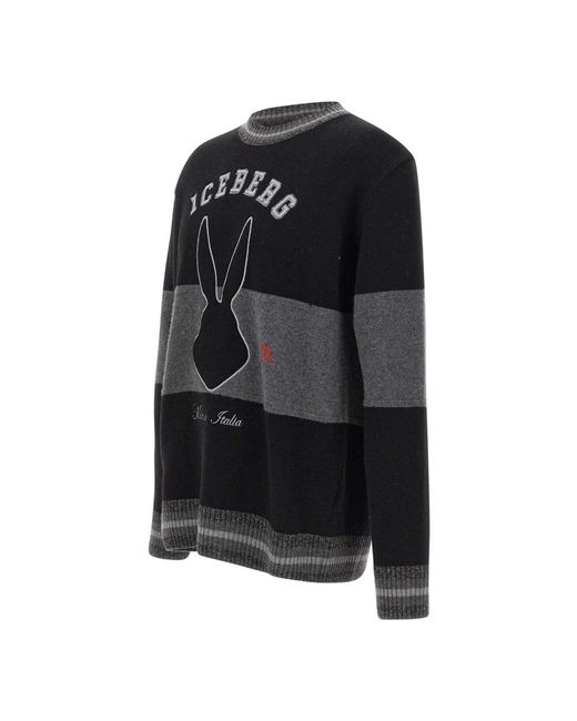 Iceberg Black Round-Neck Knitwear for men