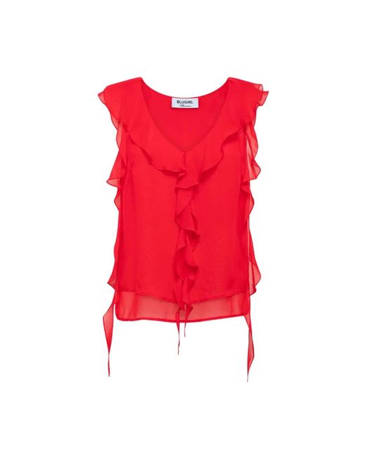 Blugirl Blumarine Red Sleeveless Tops