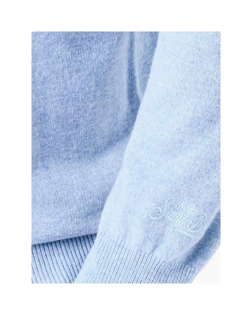 Mc2 Saint Barth Blue Round-Neck Knitwear for men