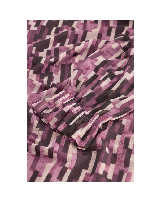 FABIENNE CHAPOT Purple Mesh rollkragen top mit ausgestellten ärmeln