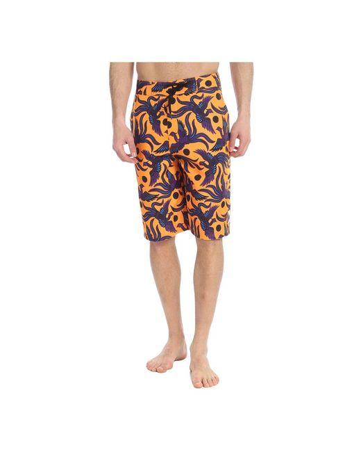 KENZO Badmode ,Oranje ,Polyester Flying Phoenix Zwempak in het Red voor heren