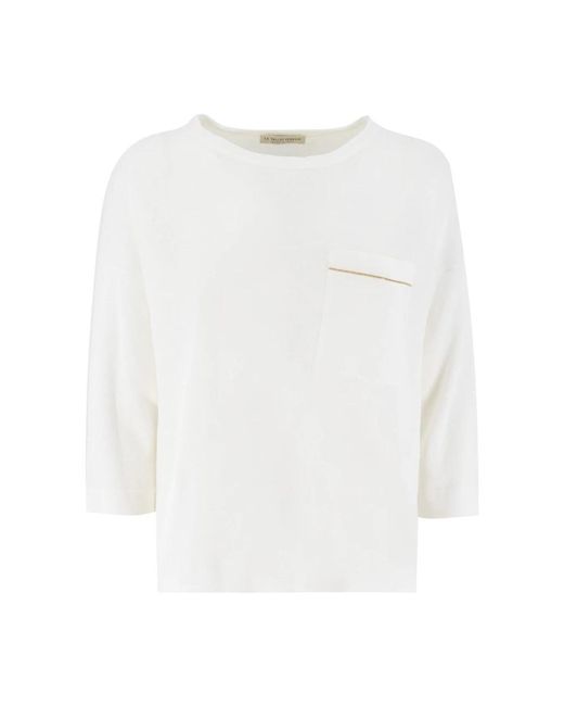 Le Tricot Perugia Long Sleeve Tops in het White