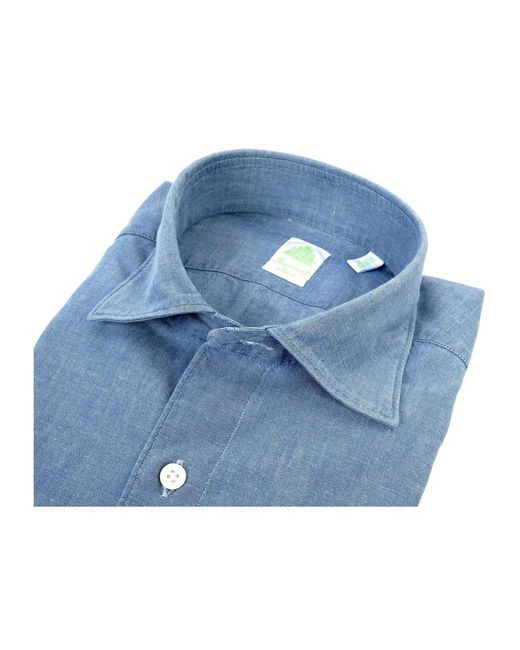 Finamore 1925 Blue Casual Shirts for men