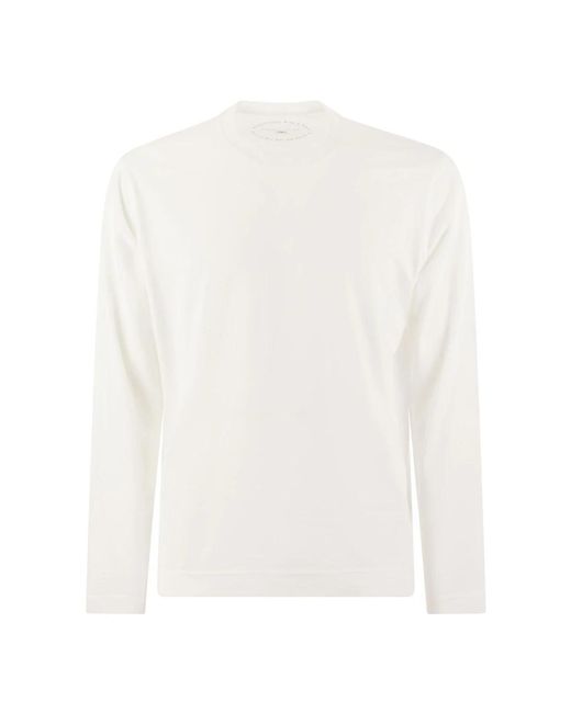 Long sleeved cotton t shirt di Fedeli in White da Uomo