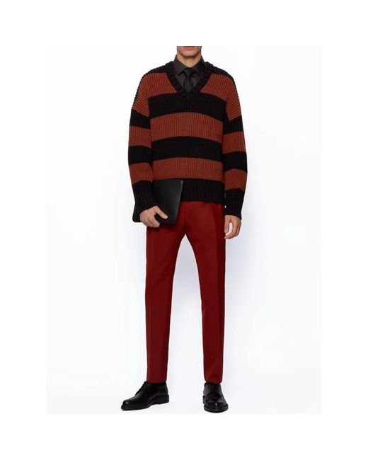 Boss Proti Rippstrickpullover in Red für Herren