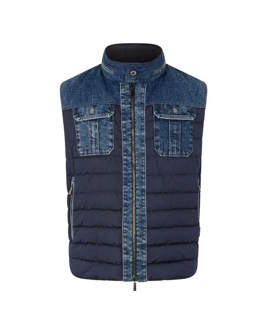 Moorer Denim-Insert Steppweste in Blue für Herren
