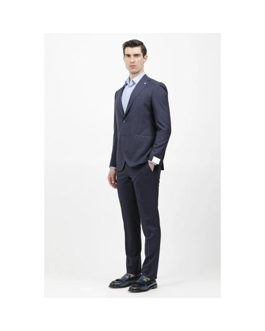 Luigi Bianchi Blue Single Breasted Suits for men