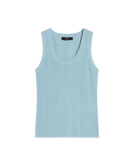 Weekend by Maxmara Blue Geripptes ärmelloses top ceylon
