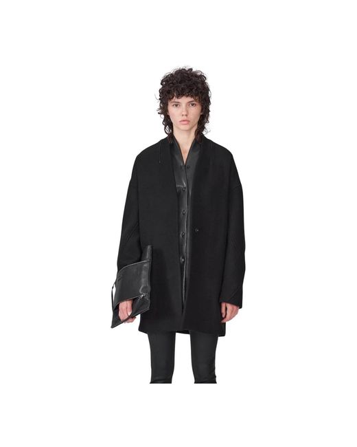 VESPUCCI by VSP Black Schwarzer Wollmantel