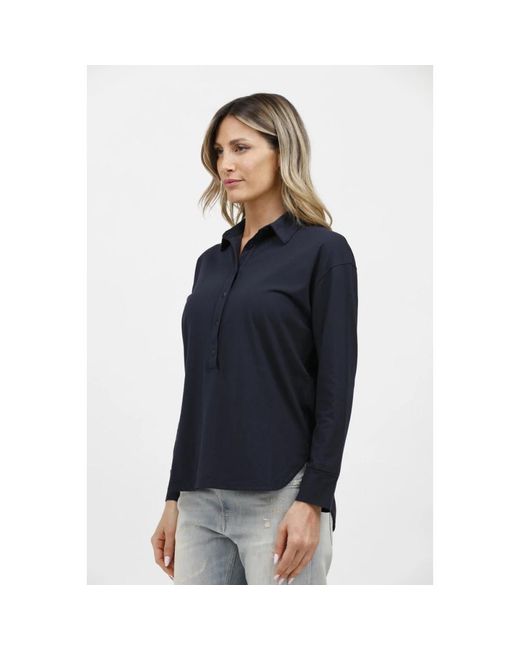 Alpha Studio Overhemden ,Blauw ,Katoen Katoenen Polo Met Lange Mouwen Ice in het Blue