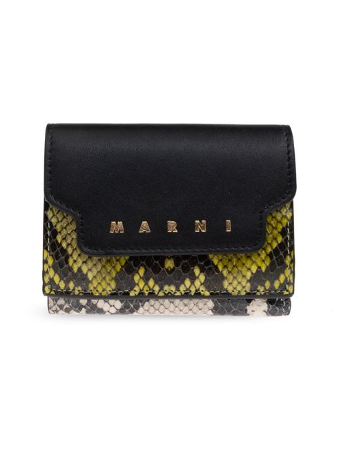 Marni Accessoires ,Veelkleurig ,Leer Leren Portemonnee in het Black