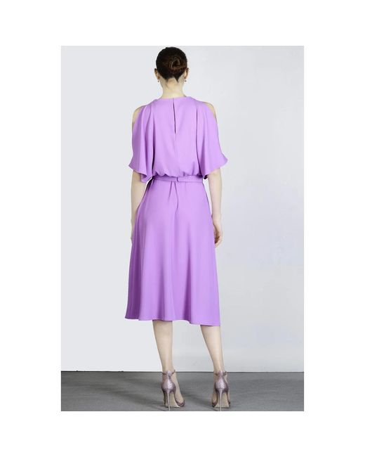 SIMONA CORSELLINI Purple Midi kleid mit gürtel