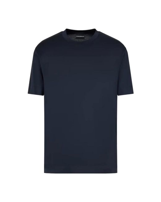 T-shirt blu a manica corta in jersey con logo di Emporio Armani in Blue da Uomo