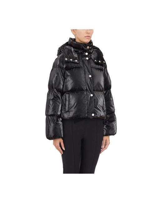 Elisabetta Franchi Black Kurze metallic steppjacke