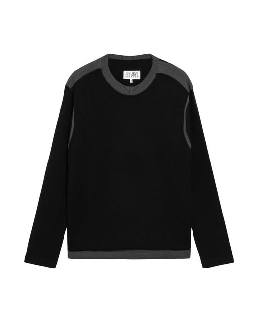 MM6 by Maison Margiela Black Round-Neck Knitwear for men