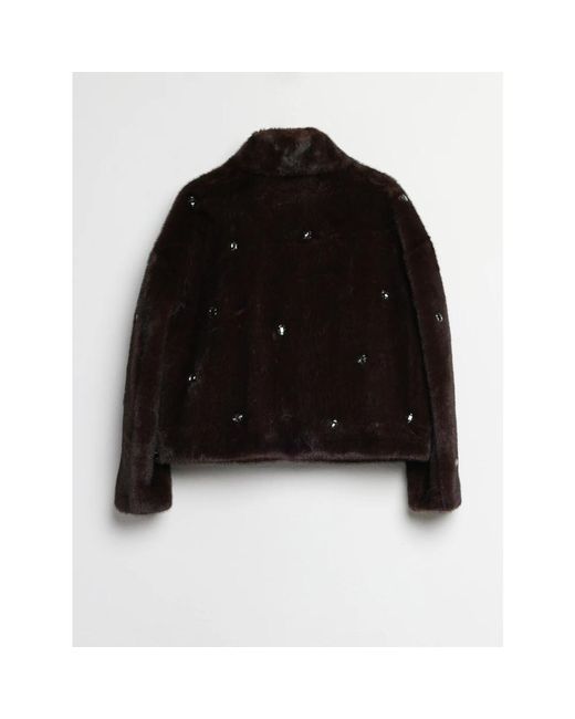 ViCOLO Black Luxuriöse Kunstpelz Shearling Jacken