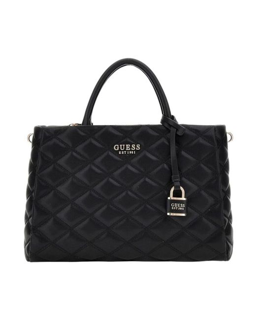 Guess Black Schwarze Stepp-Schultertasche