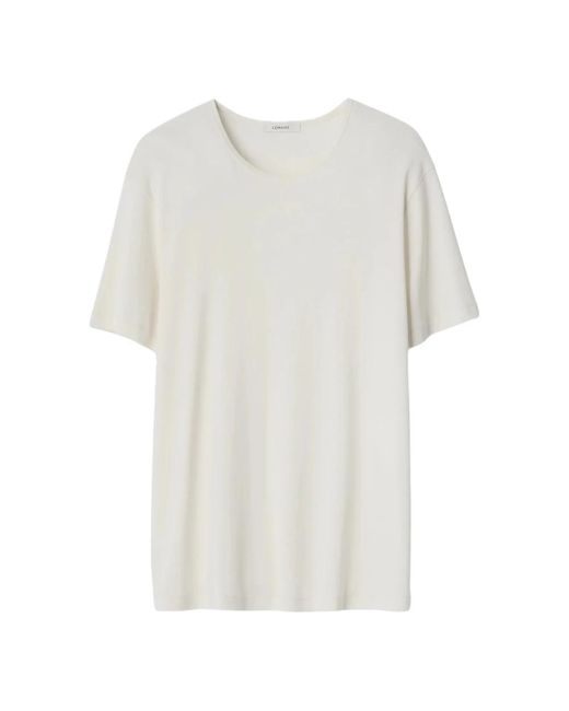 Lemaire Tops ,Katoen U Neck Tee in het White voor heren