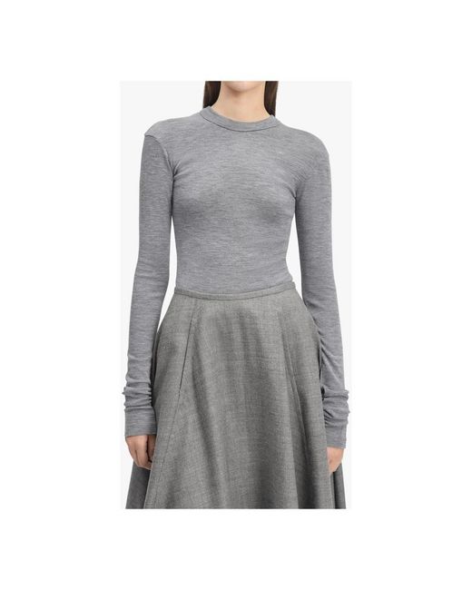 BITE STUDIOS Tops ,Grijs ,Wol Jersey Wol Met Lange Mouwen in het Gray