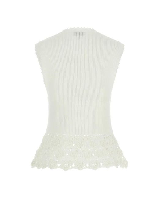 Ganni White V-Neck Knitwear