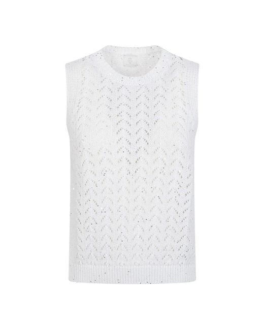 Eleventy White Sleeveless Knitwear