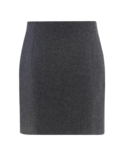 P.A.R.O.S.H. Gray Woll Mini Rock Mit Unsichtbarem Reißverschluss