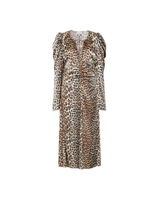 Ganni Midi Dresses in het Natural