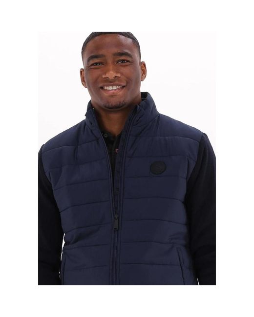 Scotch & Soda Jassen ,Blauw ,Gewatteerde Jas Gebreide Mouw Rugpaneel in het Blue voor heren