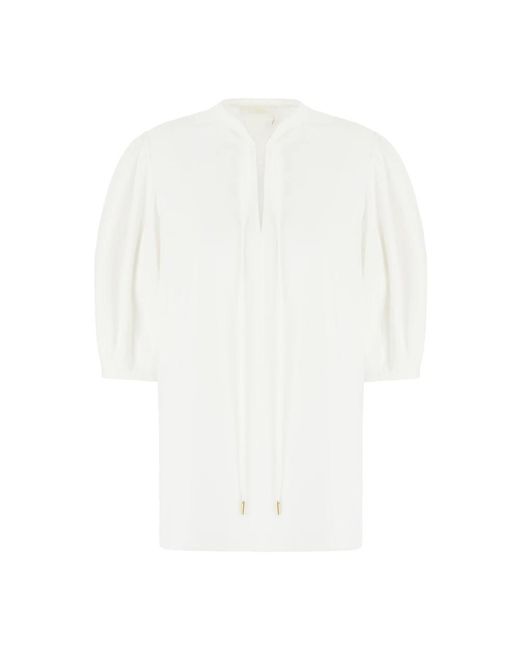 Chloé Overhemden ,Katoen Tuniekblouse Met Strikdetail in het White
