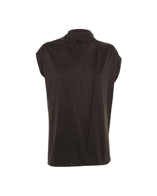 Cortana Black Sleeveless Tops