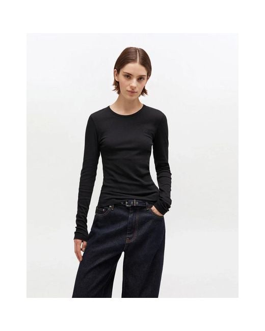 Ganni Black Long Sleeve T-Shirts