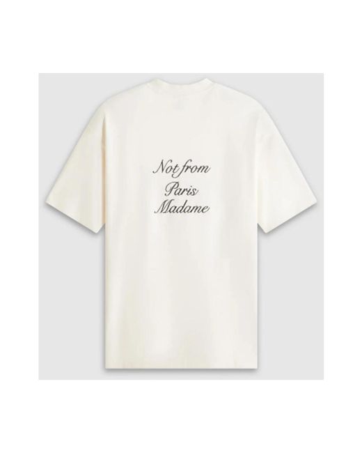 Drole de Monsieur Cursive slogan t-shirt in creme in White für Herren