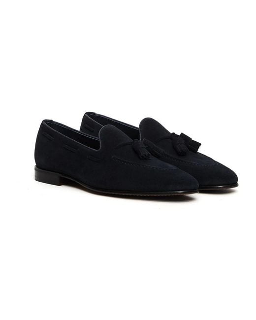 BERWICK  1707 Blaue Wildleder-Mokassin Mit Quasten in Black für Herren