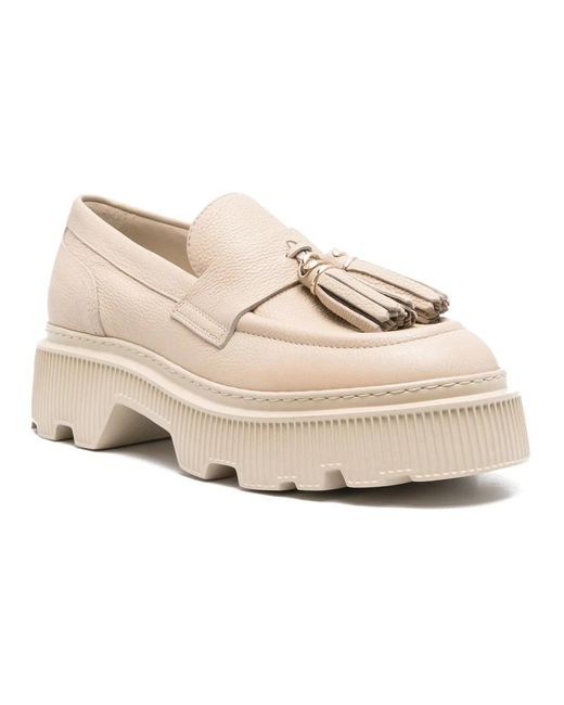 Santoni Loafers Met Chunky Zool in het Natural