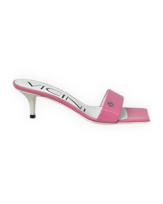 Vicini Pink Heeled Mules