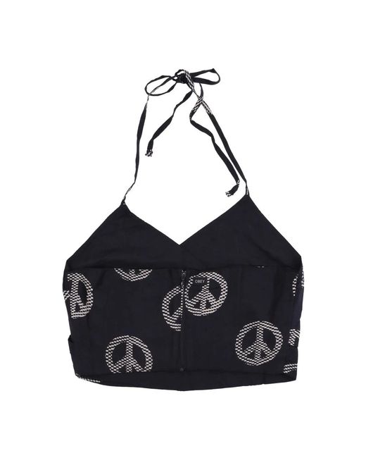 Obey Black Sleeveless Tops