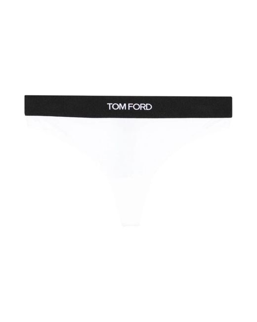Tom Ford Ondergoed ,Wit ,Modal Signature String in het Black