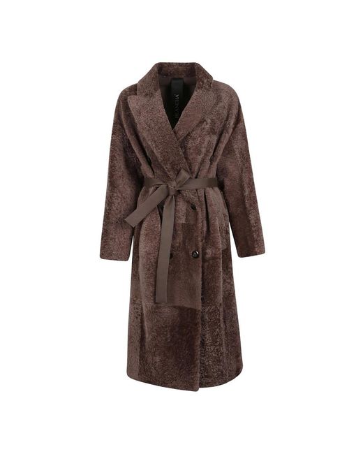Blancha Brown Belted Coats
