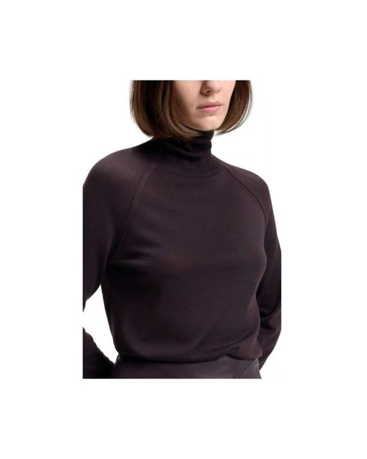 HUGO Truien & Vesten ,Paars ,Wol Frizani Rollneck Sweater in het Black
