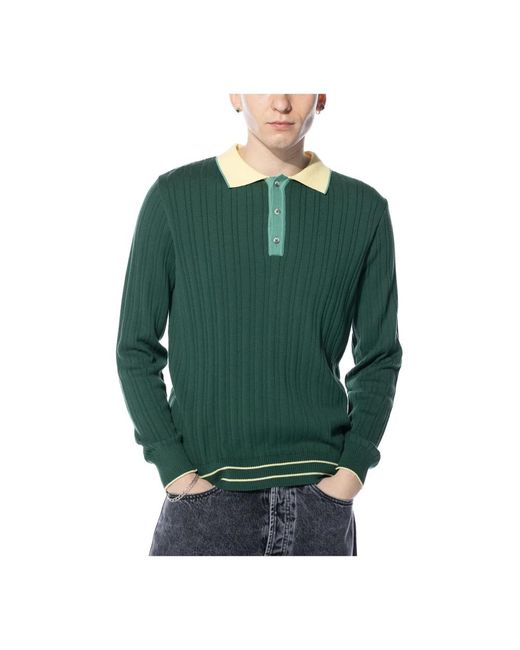 Edmmond Studios Retro 70s polo shirt plain in Green für Herren