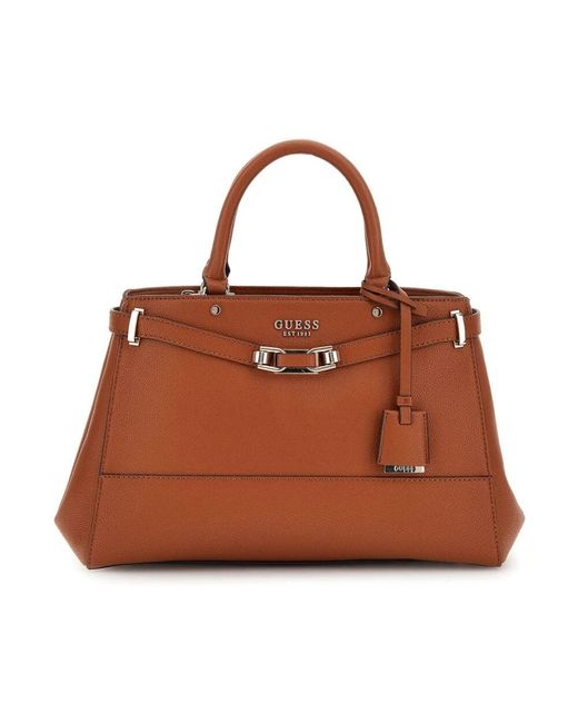 Guess Brown Silvye bucket handtasche cognac