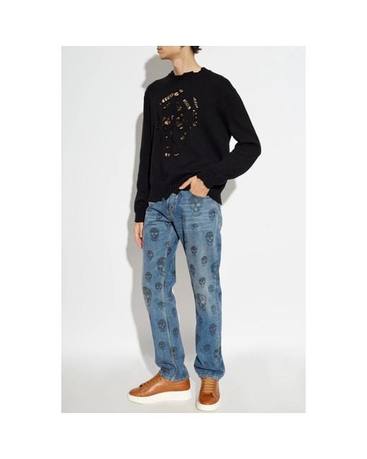 McQueen Black Round-Neck Knitwear for men