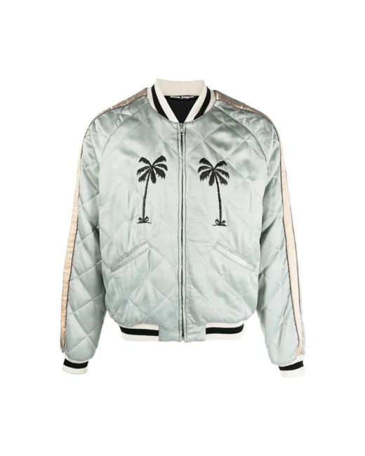 Palm Angels Jassen ,Groen ,Geborduurd Motief Gewatteerd Jack in het Gray voor heren