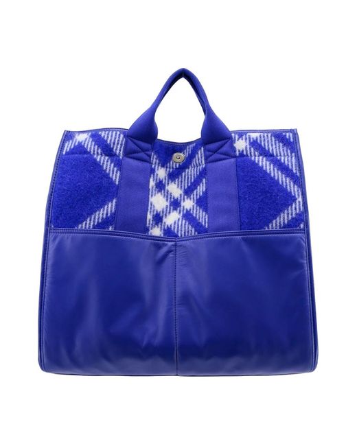 Borsa a spalla in lana e pelle a quadri di Burberry in Blue da Uomo