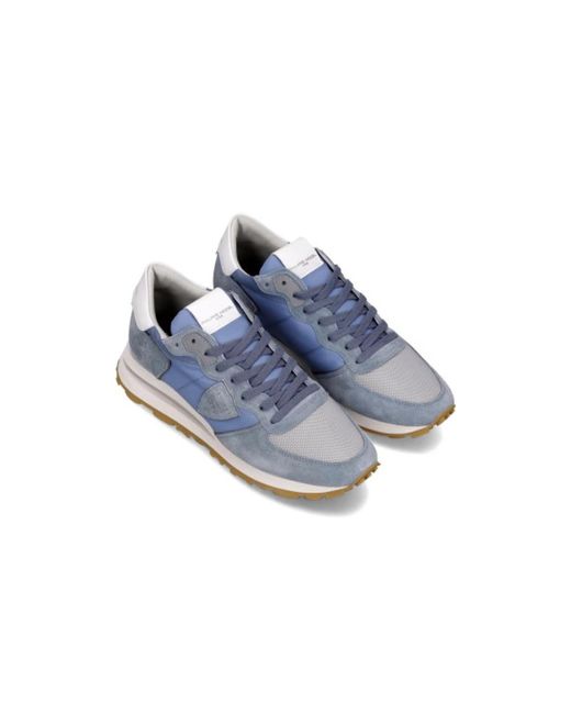 Philippe Model Schoenen ,Blauw ,Katoen Leren Tropez Sneakers Met Katoenen Veters in het Blue voor heren