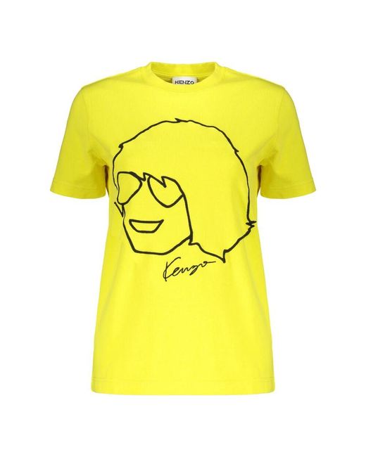 KENZO Yellow Besticktes baumwoll-t-shirt