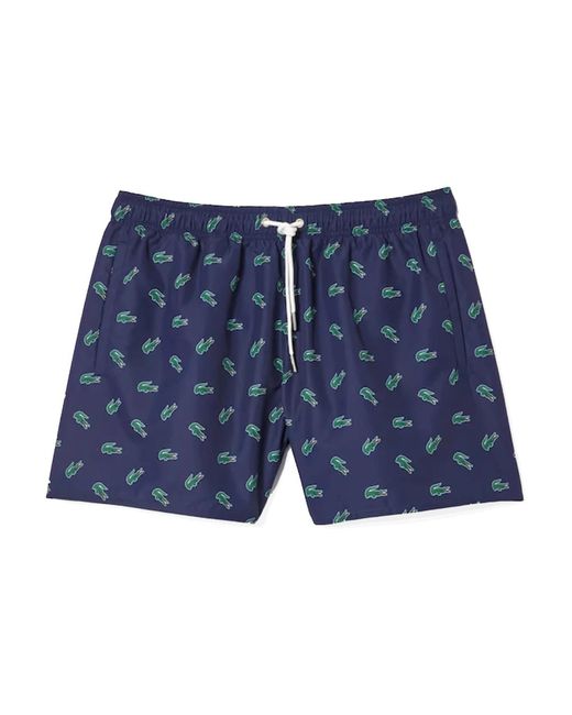 Lacoste Ikonic Crocodile Badehose/Weiß in Blue für Herren