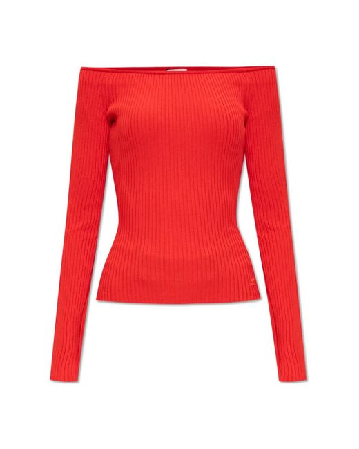 Courreges Red Geripptes Oberteil